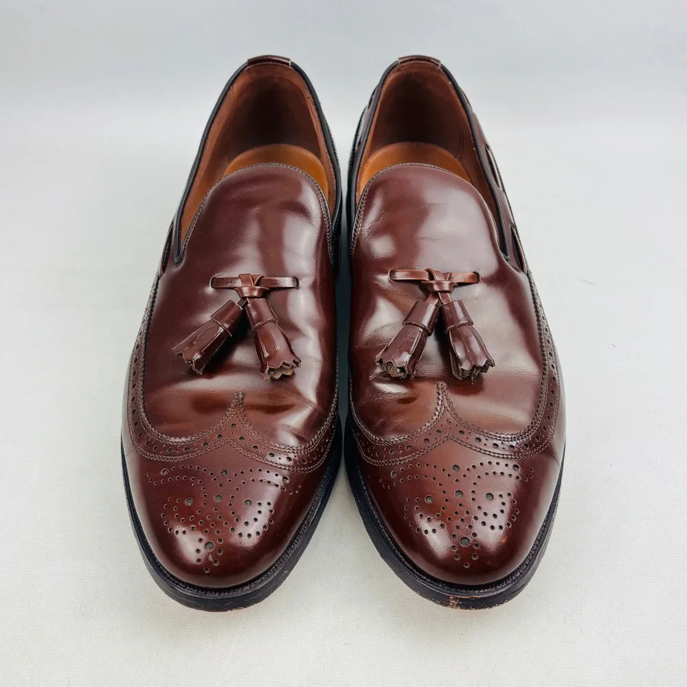 Allen Edmonds Berwick Loafer Mens 10 D Brown Leather Wingtip Slip On Shoes Box